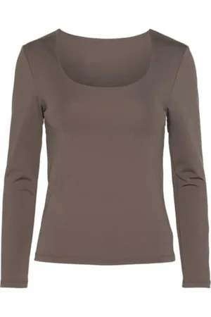 Pieces® Pcneja LS-Top Noos Exp BC Reversibile Maglietta a Maniche Lunghe, Morel, XS Donna