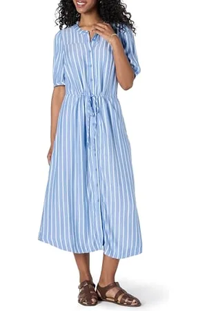 Amazon Abito Midi a Trapezio con Maniche a Tre Quarti e vestibilità Comoda Donna, , M