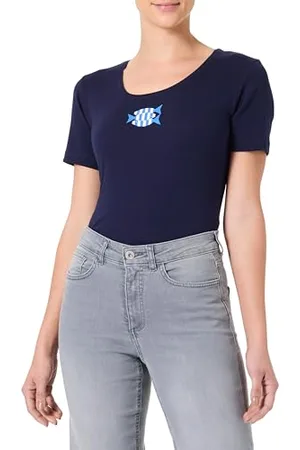 Armor.lux Armor Lux T-Shirt Poissons À Manches Courtes et col Rond en Coton Léger Femme, , L Donna
