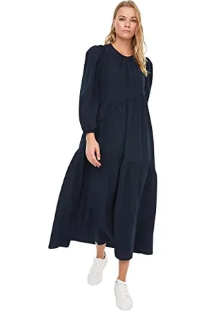 Trendyol Woman Design Maxi A-Line Crew Neck Woven Dress Vestito, , 40 Donna