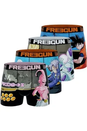 Freegun Boxer Uomo Dragon Ball Z, Slip Uomo Goku, Trunks e Buu (Set di 4), Taglia S