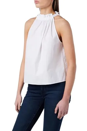 Pinko Tale Top Popeline di Cotone Canottiera alla Moda, Z04_Bianco Brill, 40 Donna