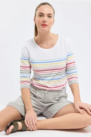 Armor.lux Armor Lux Marinière Légère 10 Couleurs À Manches 3/4 et col Bateau Femme Maglione, , L Donna