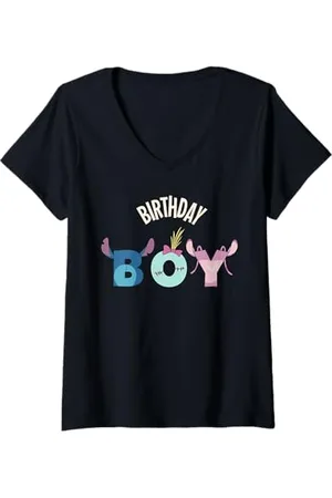 Disney Donna Lilo & Stitch "Birthday Boy" Matching Birthday Party Maglietta con Collo a V