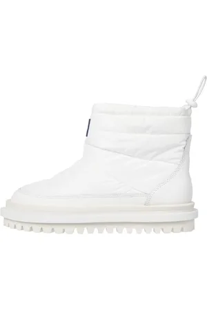 Tommy Hilfiger Donna Stivali Bassi Padded Flat Boot Foderati, Bianco (Ecru), 41
