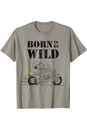 Peanuts Snoopy Sketch Born Wild Moto Fumetto Fan Maglietta