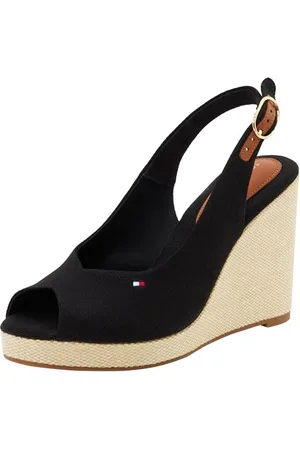 Tommy Hilfiger Donna Espadrillas Wedge Flag High Slingback con Cinturino alla Caviglia, (Black), 38