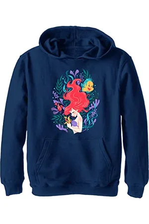 Disney Kids Princesses Leafy Ariel Youth - Felpa con Cappuccio, Blu Navy, Taglia XL, , XL