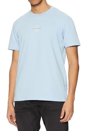 Calvin Klein Uomo T-shirt Maniche Corte Monologo Scollo Rotondo, Blu ( Bell), XL