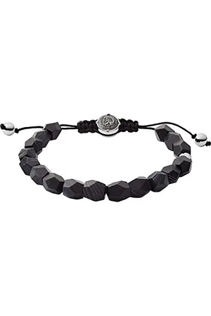 Diesel Bracciale Da Uomo Perline, 16,5-25 Cm Nero Bracciale Semi-Prezioso, DX1134040