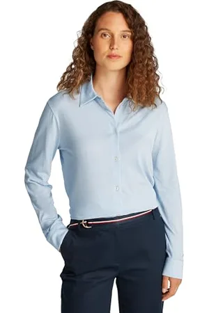 Tommy Hilfiger Donna Camicia Casual Regular Fit, Blu (Breezy ), XL