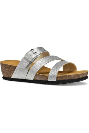 Geox D New STHELLAE A, Sandalo Piatto Donna, Silver, 35 EU