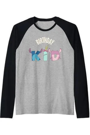 Disney Lilo & Stitch "Birthday Kid" Matching Birthday Party Maglia con Maniche Raglan