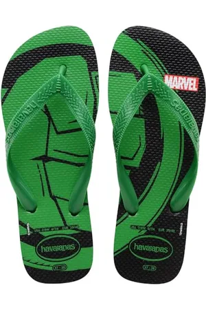 Havaianas Top Marvel Logomania (Mini Me), Infradito Ragazzi, Black/Patria Green, 31/32