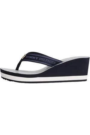 Tommy Hilfiger TH Stripes Wedge Beach Sandal FW0FW08521, Infradito Donna, Blue (Space Blue), 39 EU