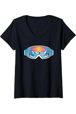 Symbiosis Supply Co. Donna Ski Goggles Art Nature Mountains Minimalist Skiing Maglietta con Collo a V