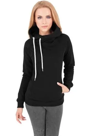 Urban classics Pullover Raglan High Neck Hoody, Felpa Donna, (Schwarz), X-Small (Taglia Produttore: X-Small)