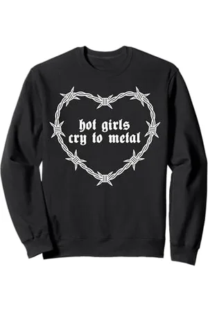 Kathleen Jane Designs Hot Girls Cry to Metal Emo Estetica Metalhead Grafica Felpa