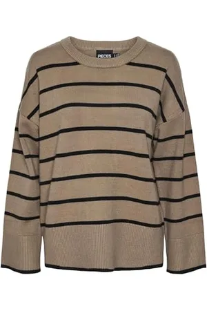 Pieces® Pcmathilde LS O-Neck Knit Noos BC Maglione Lavorato a Maglia, Grigio Tortora, XS Donna