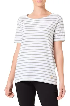 Armor.lux Armor Lux Marinière Manches Courtes et col Bateau en Coton Léger Femme T-Shirt, , L Donna