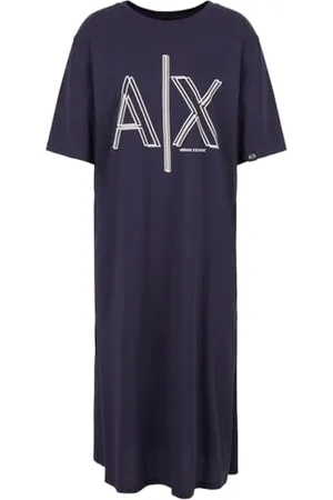 Armani Exchange Sustainable, Big Logo Print, Round Neck Abito Casual, , XL Donna