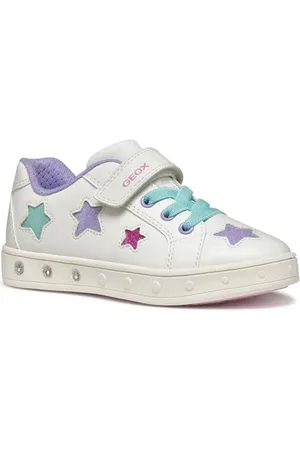 Geox J Skylin Girl B, Scarpe da Ginnastica, White/Multicolor, 33 EU