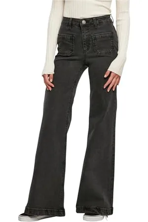 Urban classics Ladies Vintage Flared Denim Pants, Pantaloni, Donna, (Black Washed), 29