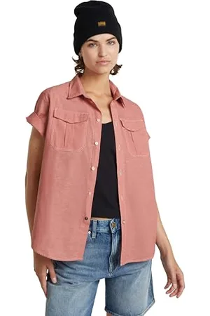 G-Star Donna Military Button Down Shirt, (pink ink/milk D24592-D123-D852), S