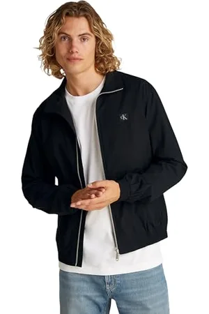 Calvin Klein Uomo Giacca a Vento Crisp Cotton Harrington Leggera, Nero (Ck ), M