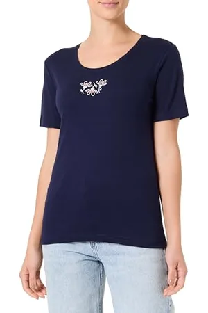 Armor.lux Armor Lux T-Shirt Fleur À Manches Courtes et col Rond en Coton Léger Femme, , L Donna