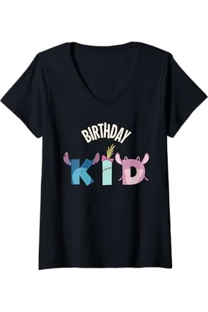 Disney Donna Lilo & Stitch "Birthday Kid" Matching Birthday Party Maglietta con Collo a V