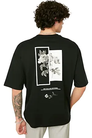 Trendyol Herrenübergroße Rundkragen Gedruckt Kurzarm-t-Shirt, , M Uomo