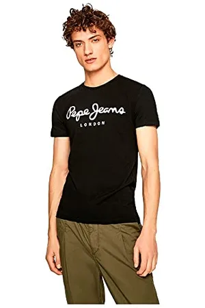 Pepe Jeans Original Stretch Maglietta Uomo Slim Fit Manica Corta, Nera, XXL