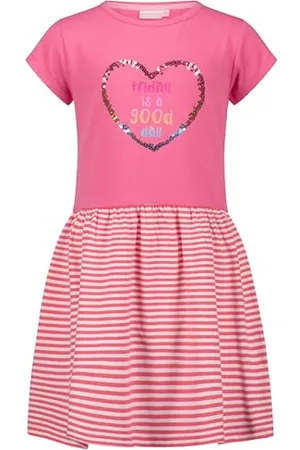 Salt & Pepper BY KIDS PARK Girls Jersey Dress Sequin Hear Vestito da Gioco, (Paradise Pink), 140 cm Bambina