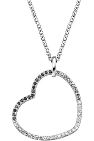 Engelsrufer Collana a forma di cuore, in argento Sterling 925, con zirconi, chiusura a moschettone, lunghezza: 42 + 4 + 4 cm, 50 cm, Argento sterling, Zirconia cubica