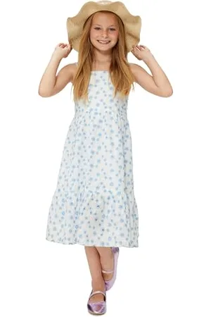 Koton Dress Thick Strappy Flower Embroidered Cotton Lined, Vestito Ragazze, (0D0)