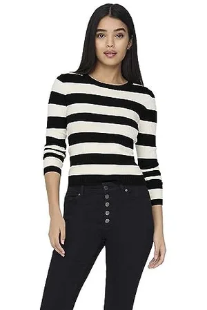 JDY Plum L/S O-Neck Stripe Pull. Knt Noos Maglione Lavorato a Maglia, , XS Donna