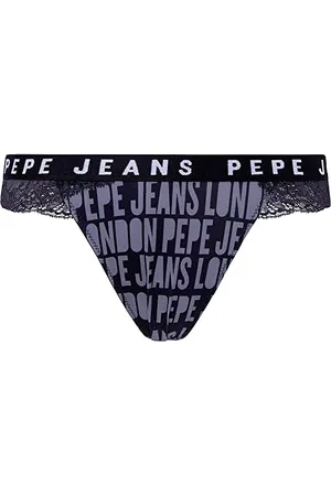 Pepe Jeans Allover Logo Thong, Intimo in Stile Bikini Donna, (Black),M