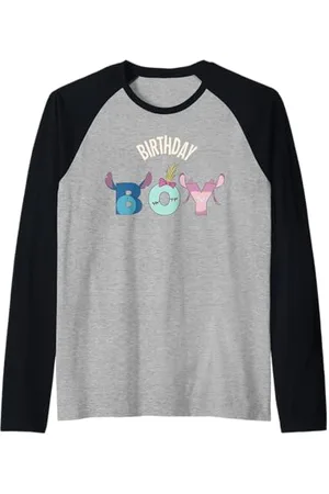 Disney Lilo & Stitch "Birthday Boy" Matching Birthday Party Maglia con Maniche Raglan
