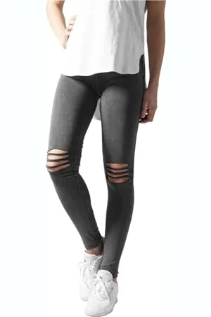 Urban classics Ladies Cutted Knee Leggings, Grigio (Acid Black), XL Donna