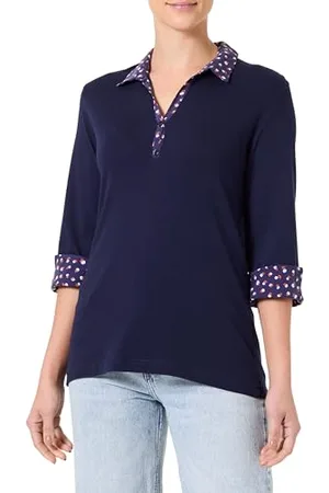 Armor.lux Armor Lux Polo À Manches 3/4 et col Boutonné Motifs Floraux en Coton Femme, , L Donna