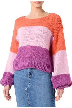 VILA Vichoca L/S 3 Striped Knit Maglione Lavorato a Maglia, , M Donna