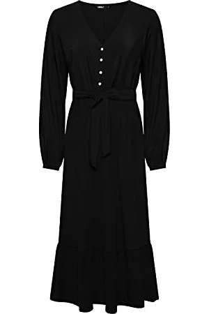 ONLY Onlnova Life Vis Amy Long Dress Solid Vestito, Black, M Donna