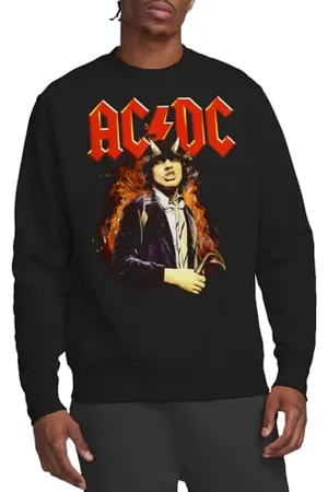 AC/DC Fire And Horns Crew Sweatshirt Maglia di Tuta, , S Unisex-Adulto