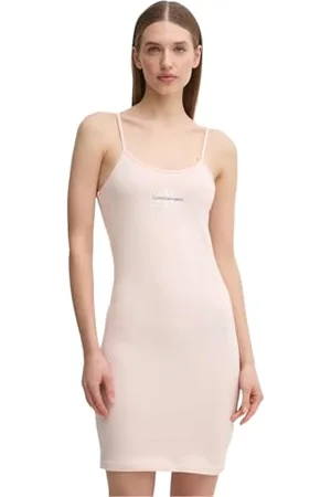 Calvin Klein Abito Donna Monologo Spalline strette, Rosa (Silver Peony), L