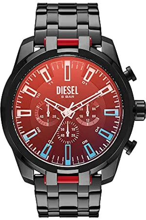 Diesel Orologio Split da uomo, movimento cronografo, cassa in acciaio inossidabile nero da 51 mm con bracciale in acciaio inossidabile, DZ4589