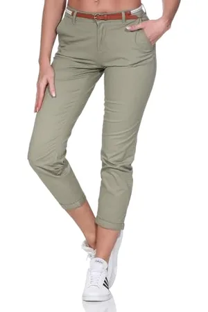 ONLY Onlbiana-Cintura in Cotone Chino CC Pnt Pantaloni, Aloe, 40W x 32L Donna