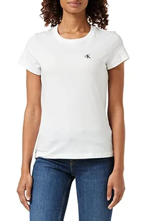 Calvin Klein Jeans CK EMBROIDERY SLIM TEE J20J212883, Donna, (Bright White), XXS
