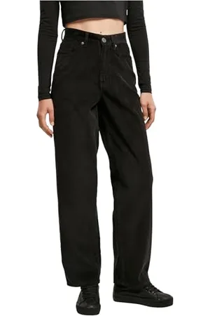 Urban classics Ladies High Waist 90´S Wide Leg Corduroy Pants Pantaloni, Black, 28 Donna