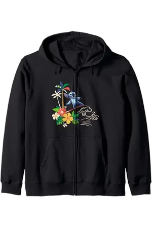 Disney Lilo & Stitch Surfing Stitch Vintage Floral Logo Felpa con Cappuccio